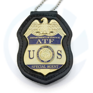 Kilang Logo Logo Logo Logam Logam dengan Pegawai Keselamatan Emas Rantaian Kulit Kulit Kereta Emblem Enamel Pin Polis Polis Tentera